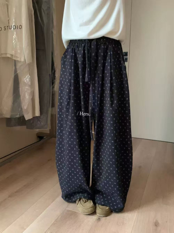 Γυναικείοι παντελόνες με υψηλή μέση, μακριές, φαρδιά γραμμή – πολυεστέρας