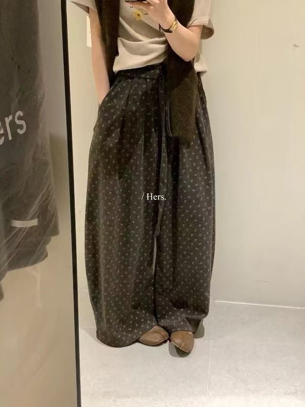 Γυναικείοι παντελόνες με υψηλή μέση, μακριές, φαρδιά γραμμή – πολυεστέρας