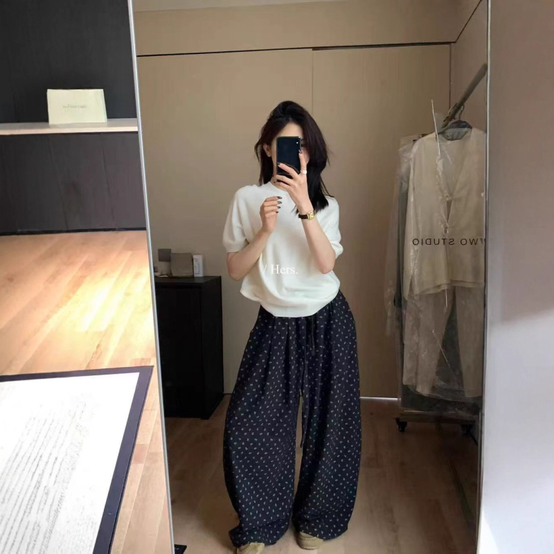 Γυναικείοι παντελόνες με υψηλή μέση, μακριές, φαρδιά γραμμή – πολυεστέρας