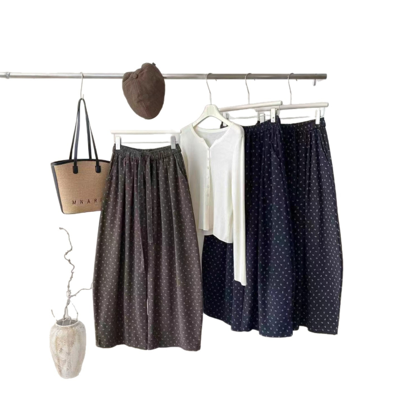 Γυναικείοι παντελόνες με υψηλή μέση, μακριές, φαρδιά γραμμή – πολυεστέρας