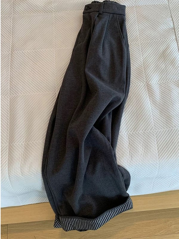 Ženske široke hlače s visokim strukom, tkanina, kompozitni materijal, panelni dizajn