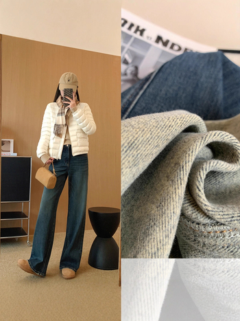 Sieviešu džinsi ar platām kājām, augsts viduklis, mikroelastība, kokvilnas maisījums, enzīma mazgāšana