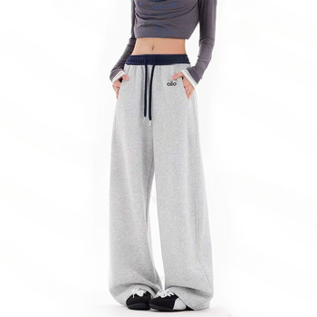 Γυναικείες βαμβακερές φαρδιές παντελόνες με βελούδινο κέντημα, μικροελαστικότητα, στυλ Royal Sister