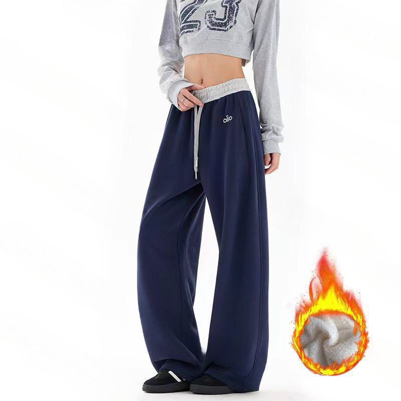 Γυναικείες βαμβακερές φαρδιές παντελόνες με βελούδινο κέντημα, μικροελαστικότητα, στυλ Royal Sister