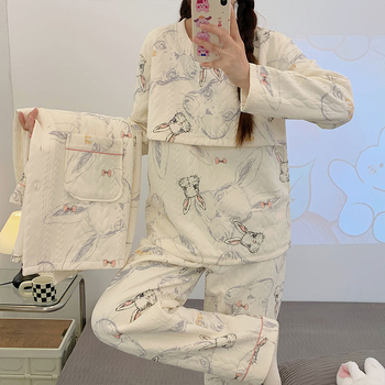 Nėštumo ir žindymo: sluoksniuotas kardigano žiemos komplektas, oro medvilnės audinys, V kaklo iškirptė, ilgos rankovės, 201–250 g/m²