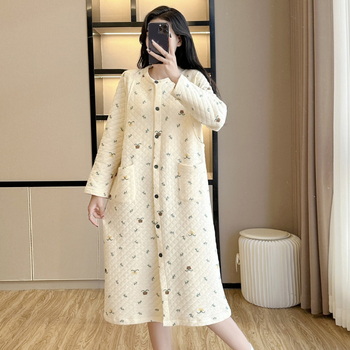 Medvilninė nėštumo ir žindymo naktinukė su ilgomis rankovėmis, stora medžiaga 201–250 g/m2, minimalistinis kasdieninis stilius