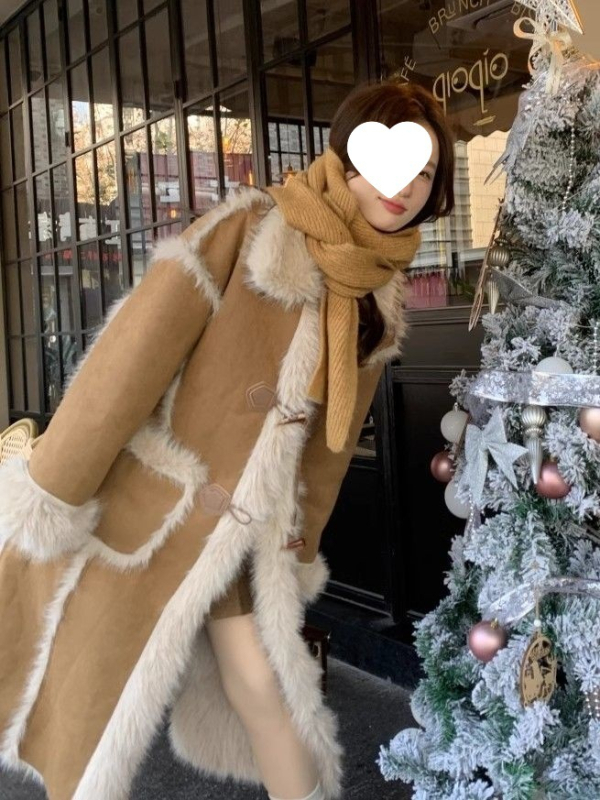 Moterų corduroy kailio švarkas su triušio kailiu, kailio dalis <30%, 2023 m. pavasaris