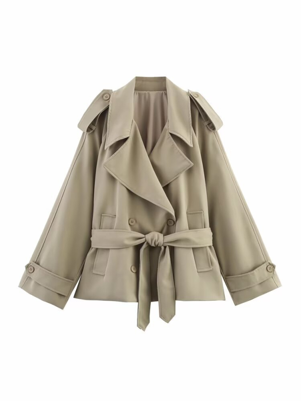 FEASY Sieviešu brīvā fit trench overcoats ar lapel apkakli, vidējā garuma 65–80 cm, poliestera audums