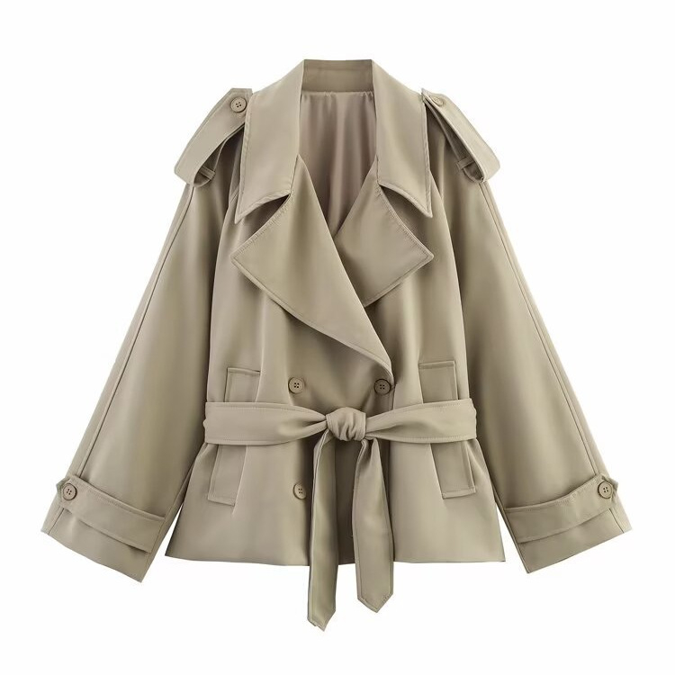 FEASY Sieviešu brīvā fit trench overcoats ar lapel apkakli, vidējā garuma 65–80 cm, poliestera audums