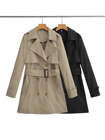 Sieviešu garš viegls vēja aizsargs jaka no poliestera, vienkrāsaina, plāns audums, garas piedurknes, pilsētas stils