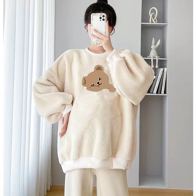 Nėščiųjų kelnių kostiumas su fliso pamušalu, laisvas kirpimas, 3/4 rankovės, 3/4 kelnės