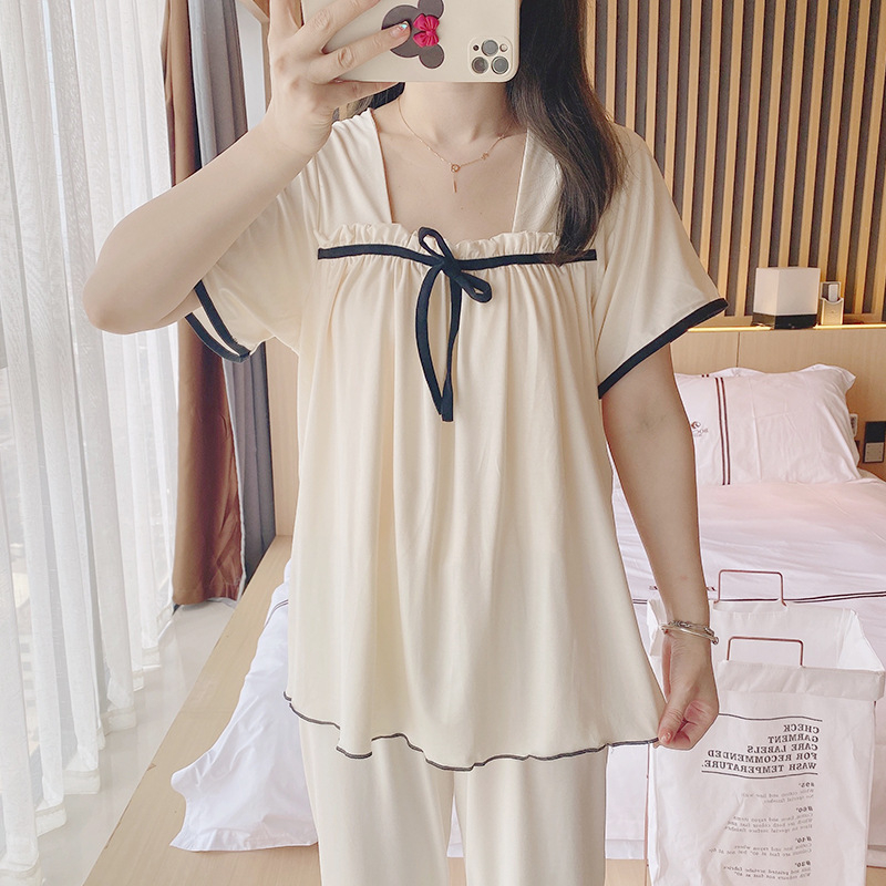 Nėštumo ir žindymo pižAMOS komplektas, su 3/4 rankovėmis, kapri kelnes, modal audinys, žindymo anga, spaudinys