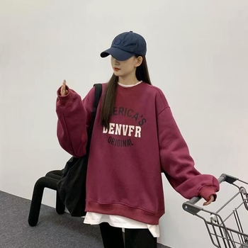 Dream Anchor Viršutinio kostiumo rinkinys su raidžių raštu, ilgos rankovės, medvilnė, 30% medvilnė, japoniško-koreietiško laisvo stiliaus