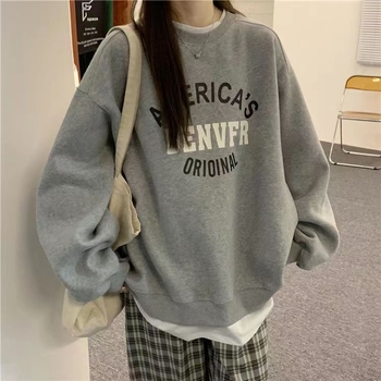 Dream Anchor Viršutinio kostiumo rinkinys su raidžių raštu, ilgos rankovės, medvilnė, 30% medvilnė, japoniško-koreietiško laisvo stiliaus