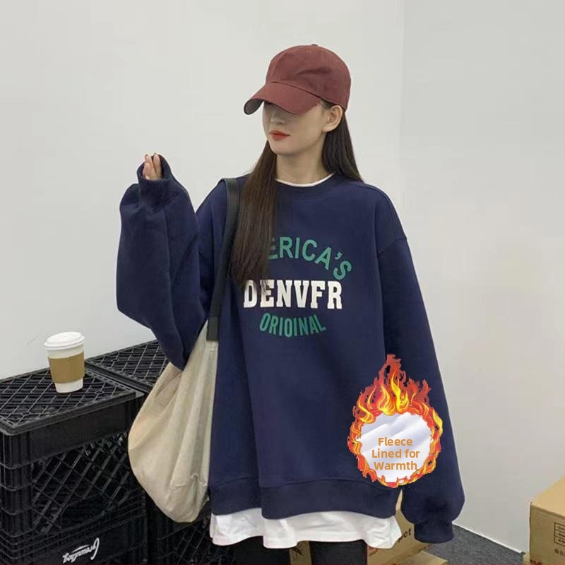 Dream Anchor Viršutinio kostiumo rinkinys su raidžių raštu, ilgos rankovės, medvilnė, 30% medvilnė, japoniško-koreietiško laisvo stiliaus