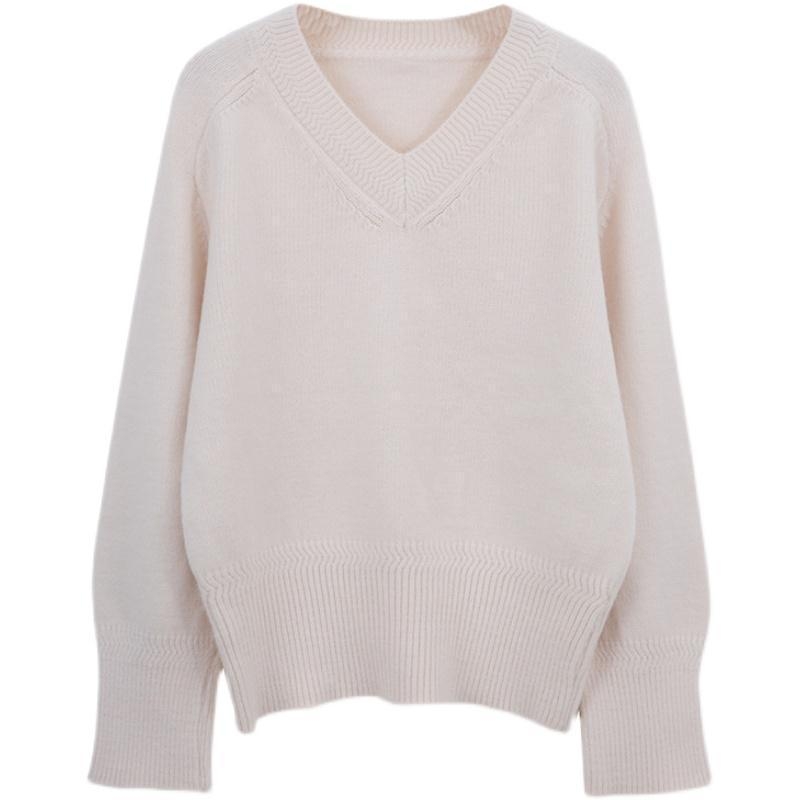 Női Shanlidi V-nyakú kapucnis kötött pulóver Ice Silk anyagból, közepes vastagságú