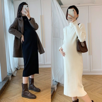 Nėščiosioms megztinė su ilgomis rankovėmis, pusaukštis kaklas, siaura kirpimas, geometrinis raštas, princės rankovės