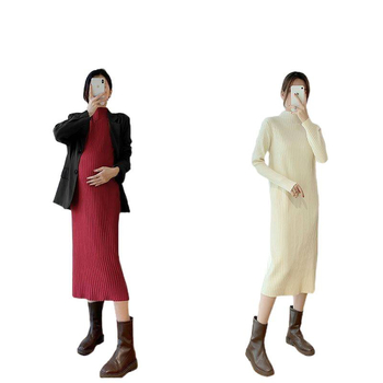 Nėščiosioms megztinė su ilgomis rankovėmis, pusaukštis kaklas, siaura kirpimas, geometrinis raštas, princės rankovės