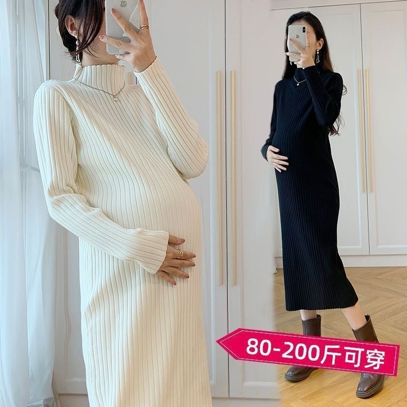 Nėščiosioms megztinė su ilgomis rankovėmis, pusaukštis kaklas, siaura kirpimas, geometrinis raštas, princės rankovės