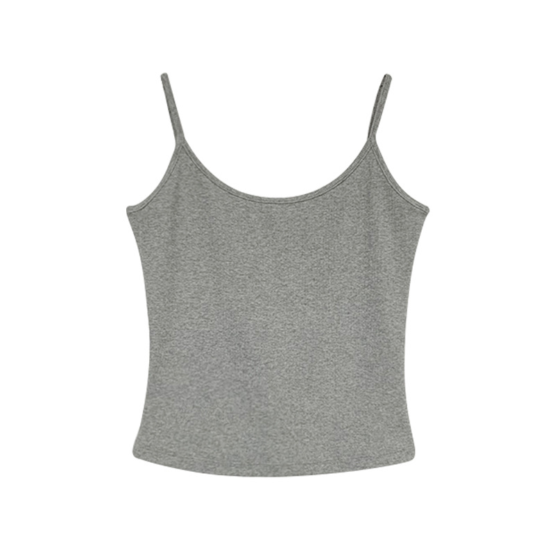 Moteriška kamizolė su U kaklu ir pečių virvėmis, siauras siluetas, trumpas ilgis, medvilnė 95%+, elastanas