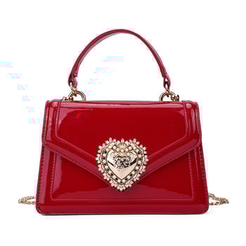 2025 Jauna soma ar ķēdīti un rāvējslēdzēju, viens nodalījums, lakota āda ar spīdīgu apdari, sieviešu rokassoma, maza kvadrātveida soma