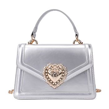 2025 Jauna soma ar ķēdīti un rāvējslēdzēju, viens nodalījums, lakota āda ar spīdīgu apdari, sieviešu rokassoma, maza kvadrātveida soma