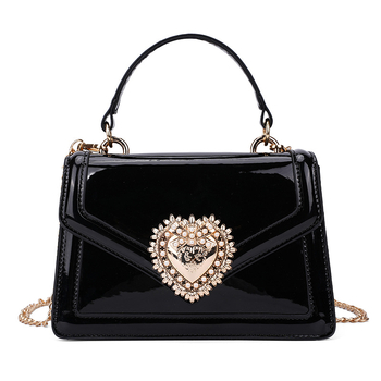 2025 Jauna soma ar ķēdīti un rāvējslēdzēju, viens nodalījums, lakota āda ar spīdīgu apdari, sieviešu rokassoma, maza kvadrātveida soma