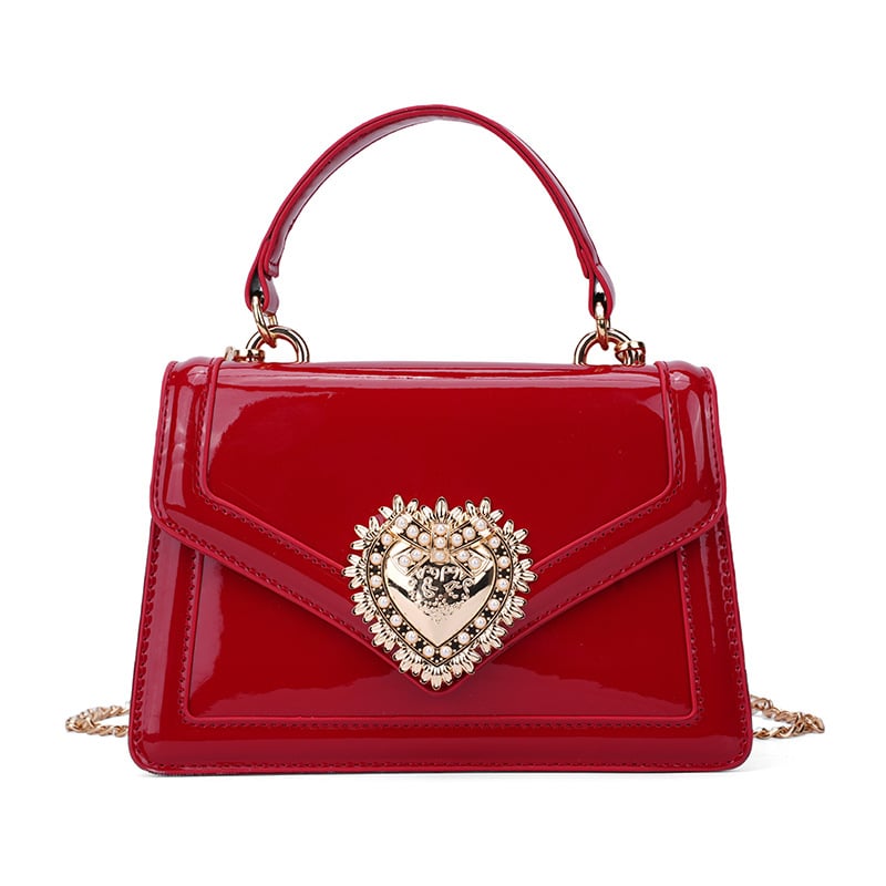 2025 Jauna soma ar ķēdīti un rāvējslēdzēju, viens nodalījums, lakota āda ar spīdīgu apdari, sieviešu rokassoma, maza kvadrātveida soma