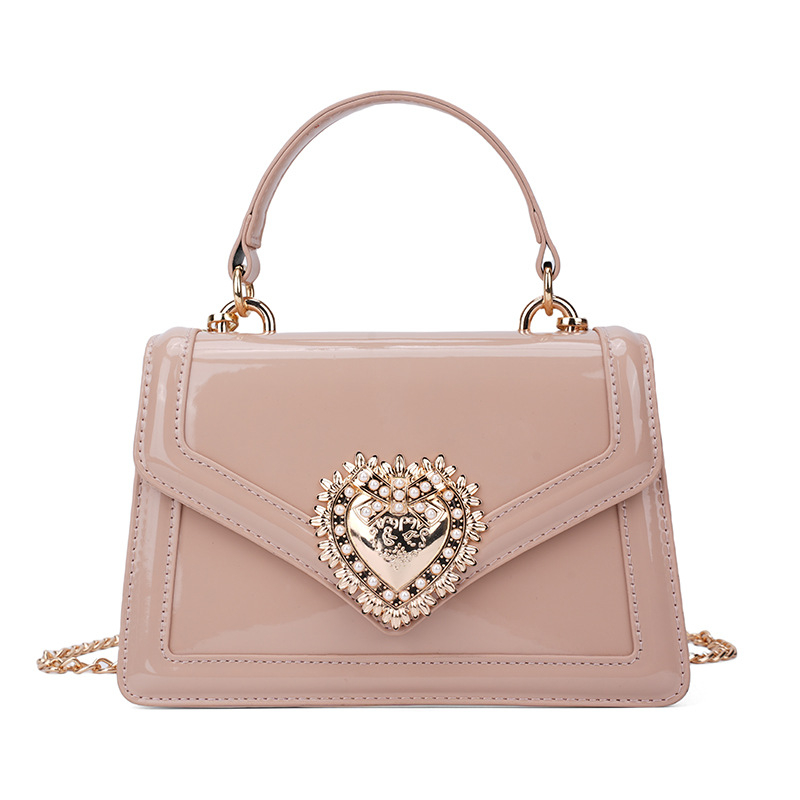 2025 Jauna soma ar ķēdīti un rāvējslēdzēju, viens nodalījums, lakota āda ar spīdīgu apdari, sieviešu rokassoma, maza kvadrātveida soma