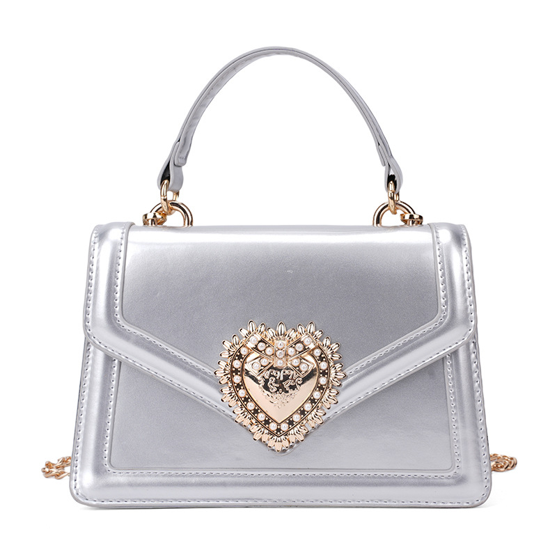 2025 Jauna soma ar ķēdīti un rāvējslēdzēju, viens nodalījums, lakota āda ar spīdīgu apdari, sieviešu rokassoma, maza kvadrātveida soma