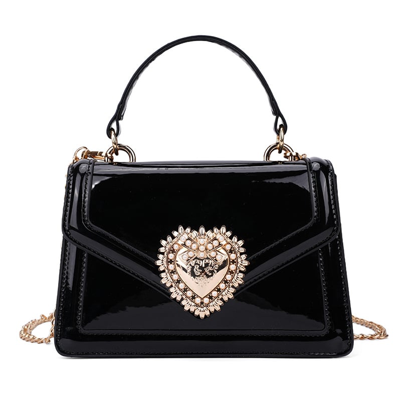 2025 Jauna soma ar ķēdīti un rāvējslēdzēju, viens nodalījums, lakota āda ar spīdīgu apdari, sieviešu rokassoma, maza kvadrātveida soma