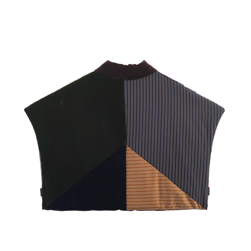 Γυναικείο γιλέκο από βελούδο και βαμβάκι με γέμισμα πολυεστέρα, V-λαιμός, φερμουάρ, κοντό μήκος, street style