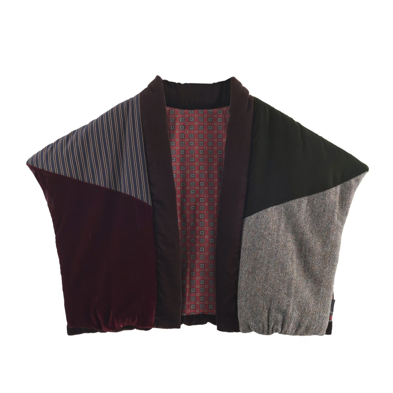 Γυναικείο γιλέκο από βελούδο και βαμβάκι με γέμισμα πολυεστέρα, V-λαιμός, φερμουάρ, κοντό μήκος, street style