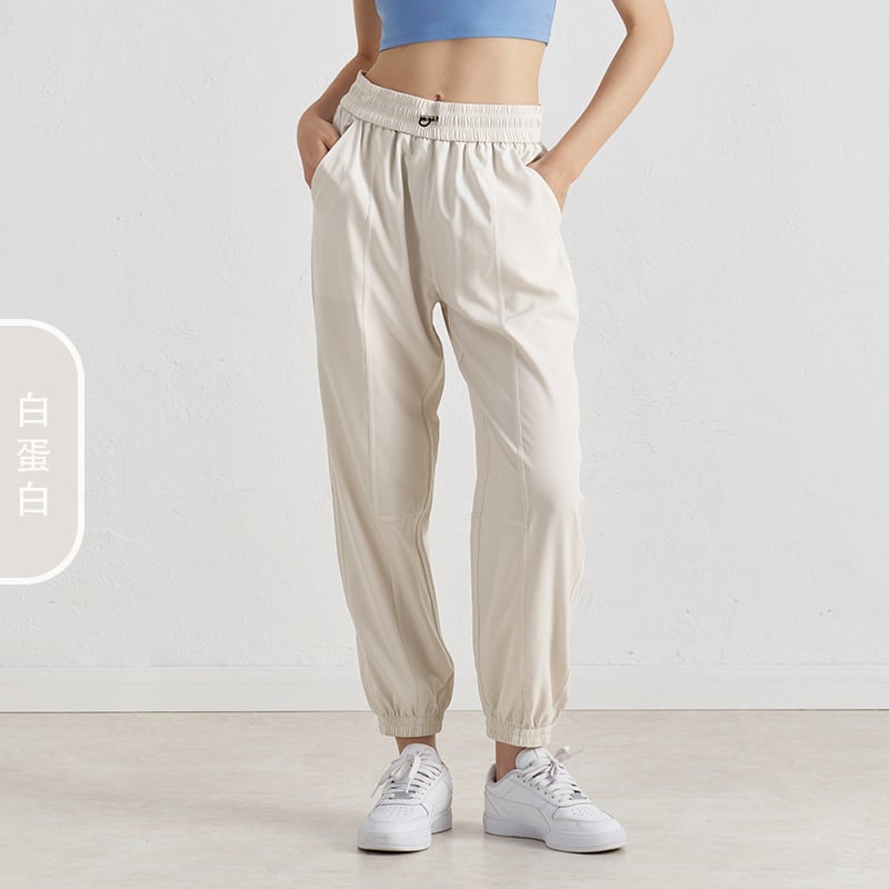 Γυναικείες αθλητικές παντελόνες με γρήγορο στέγνωμα, χαλαρή εφαρμογή, ψηλόμεση, πολυεστέρας, για τρέξιμο και γυμναστική
