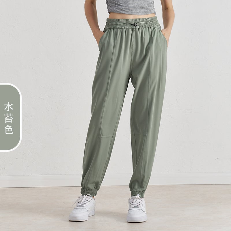 Γυναικείες αθλητικές παντελόνες με γρήγορο στέγνωμα, χαλαρή εφαρμογή, ψηλόμεση, πολυεστέρας, για τρέξιμο και γυμναστική
