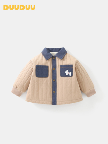 Bērnu šūta ziemas jaka - ārējais audums no kokvilnas maisījuma, pildījums poliester, oderējums poliester, V-veida kakls, Korejas stils