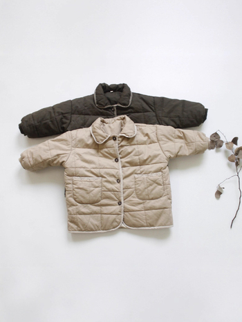 Bērnu ziemas kokvilnas mētelis korejiešu stilā, bieza flīsa odere, poliester-pamats pildījums, unisex