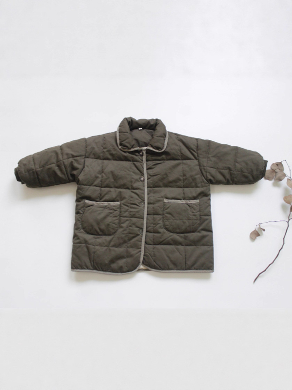 Bērnu ziemas kokvilnas mētelis korejiešu stilā, bieza flīsa odere, poliester-pamats pildījums, unisex