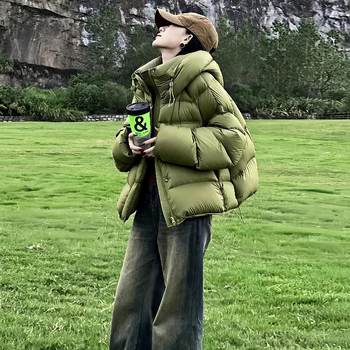 Női rövid Chenille pamut töltettel bélelt kabát, Polo gallér, ultra rövid hossz, közepes vastagság