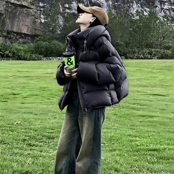 Női rövid Chenille pamut töltettel bélelt kabát, Polo gallér, ultra rövid hossz, közepes vastagság