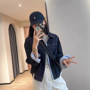 Džinsa krekla jaka, kokvilnas audums, brīvs piegriezums, bez piedurknēm, apļveida kakla izgriezums, drukāšana