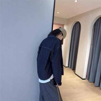 Džinsa krekla jaka, kokvilnas audums, brīvs piegriezums, bez piedurknēm, apļveida kakla izgriezums, drukāšana