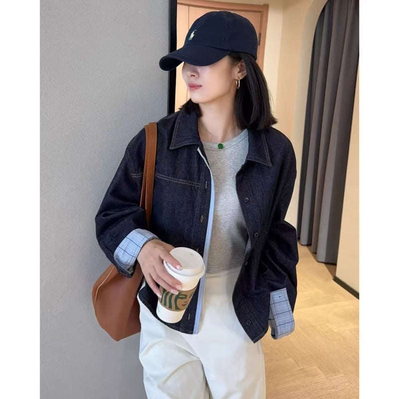 Džinsa krekla jaka, kokvilnas audums, brīvs piegriezums, bez piedurknēm, apļveida kakla izgriezums, drukāšana