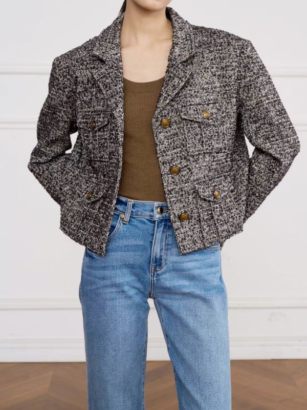 Warren Hailong Jakete no vilnas maisījuma, garas piedurknes, žakāra tipa apkakle, aizdares ar trim pogām, vidēja biezuma