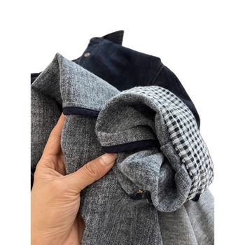 Džínová košeľa s golierom rever, dlhé rukávy, voľný strih, polyesterová látka, jar 2025