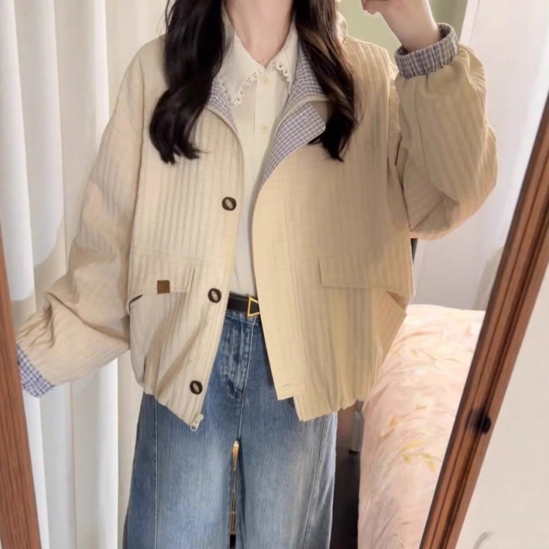 Jaka, japāņu stila raksts ar karu, revers apkakle, poliester audums, brīvs piegriezums