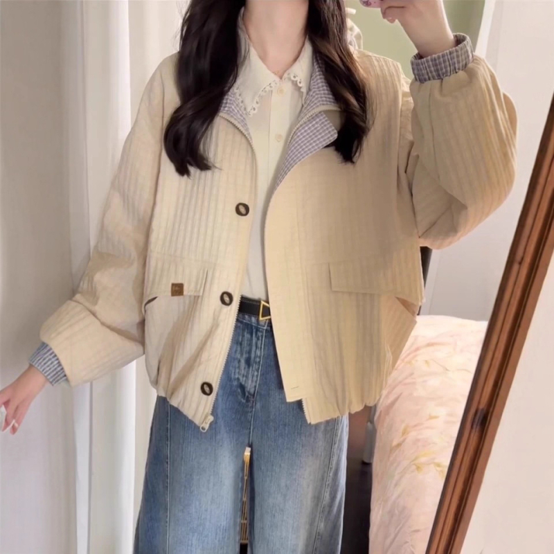 Jaka, japāņu stila raksts ar karu, revers apkakle, poliester audums, brīvs piegriezums