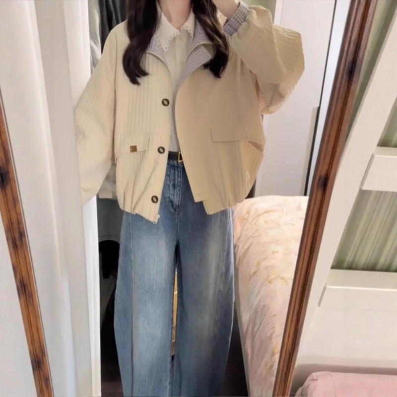 Jaka, japāņu stila raksts ar karu, revers apkakle, poliester audums, brīvs piegriezums