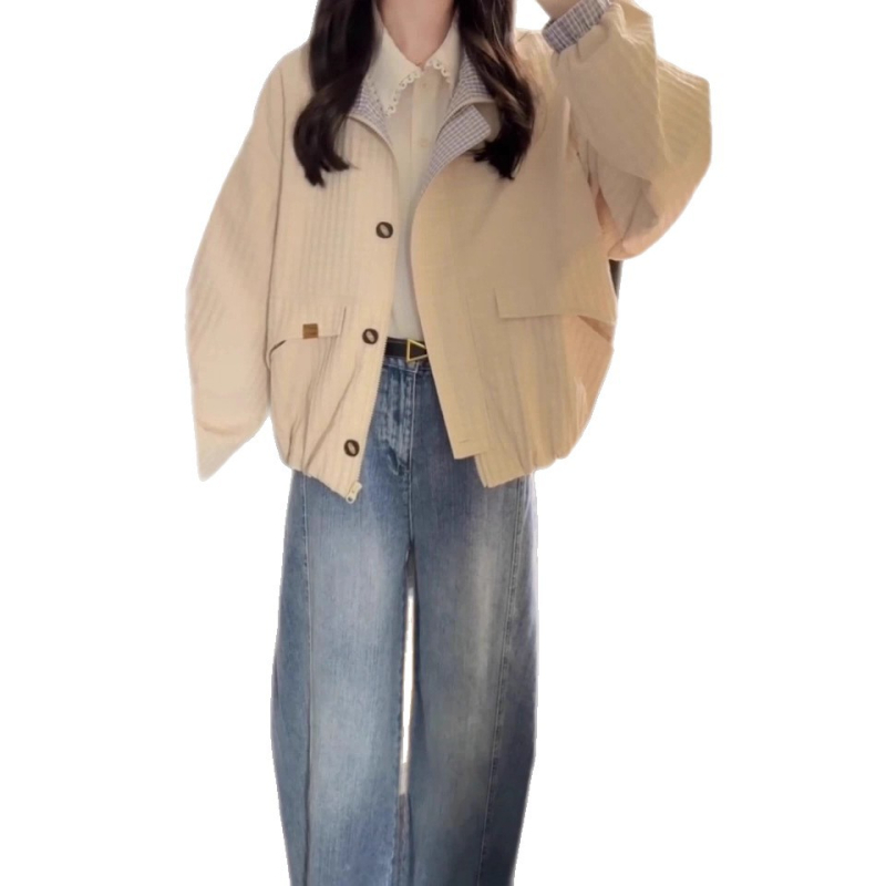 Jaka, japāņu stila raksts ar karu, revers apkakle, poliester audums, brīvs piegriezums