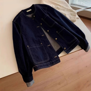 Palace džinsa jaka, garas piedurknes, apaļš kakls, regulāra griezuma, garums 50–65 cm